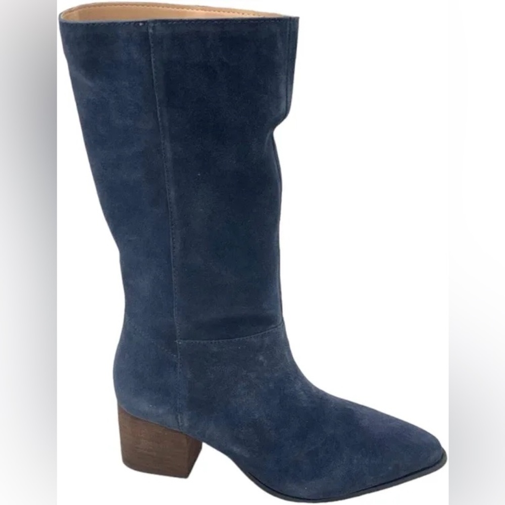 Intentionally Blank Navy Blue Suede Boots SZ 10